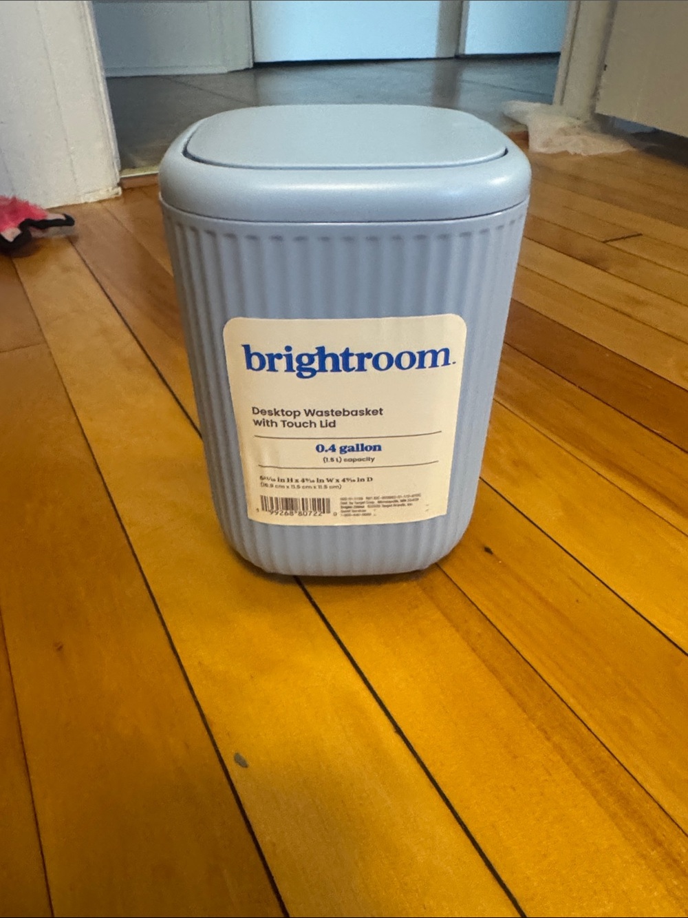 Light Blue Desktop Wastebasket with Touch Lid
